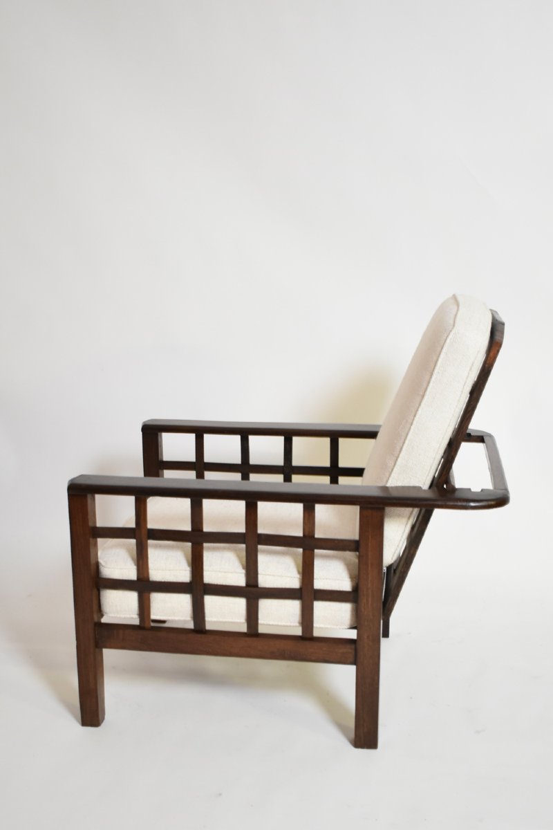 Paire de grands fauteuils inclinables, années 1930.-photo-4
