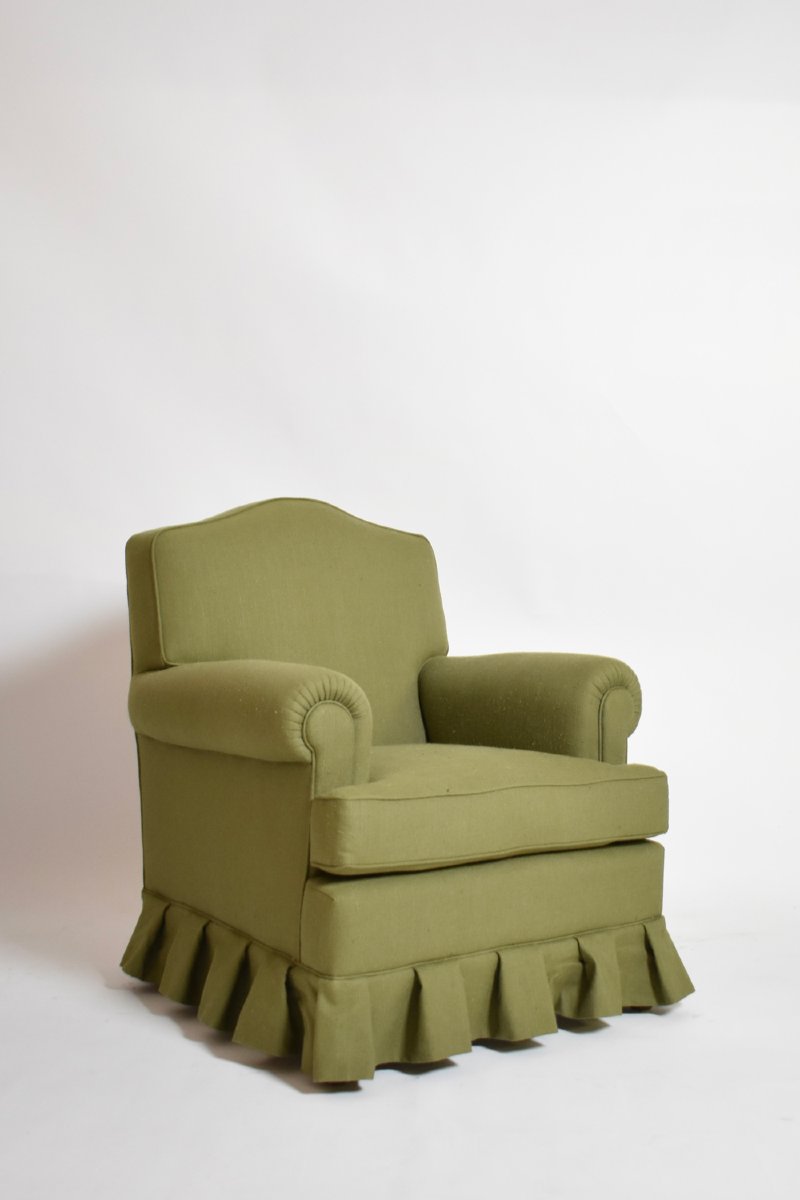 Pair Of Green Fabric Moustache Back Armchairs, 1960s-photo-4