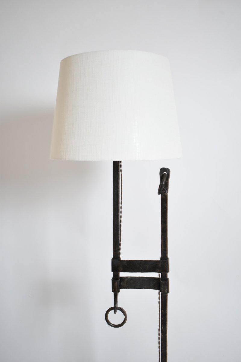 Tripod Wrought Iron Floor Lamp, 1950s-photo-2
