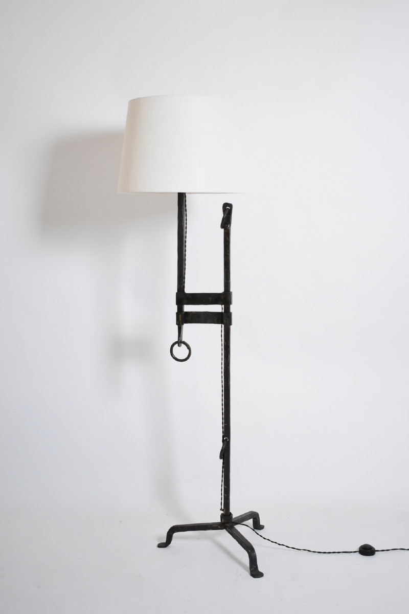 Tripod Wrought Iron Floor Lamp, 1950s