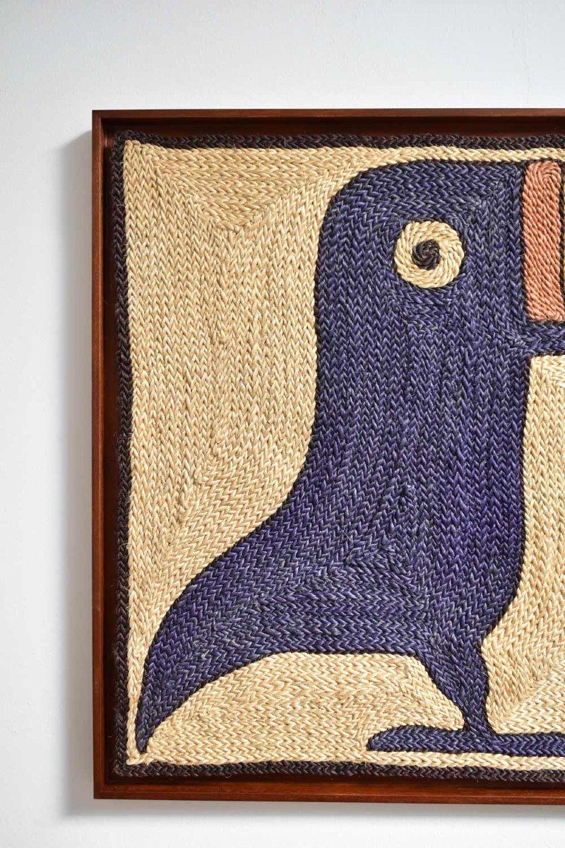 Tapisserie en fibres naturelles de toucan, années 1970-photo-2