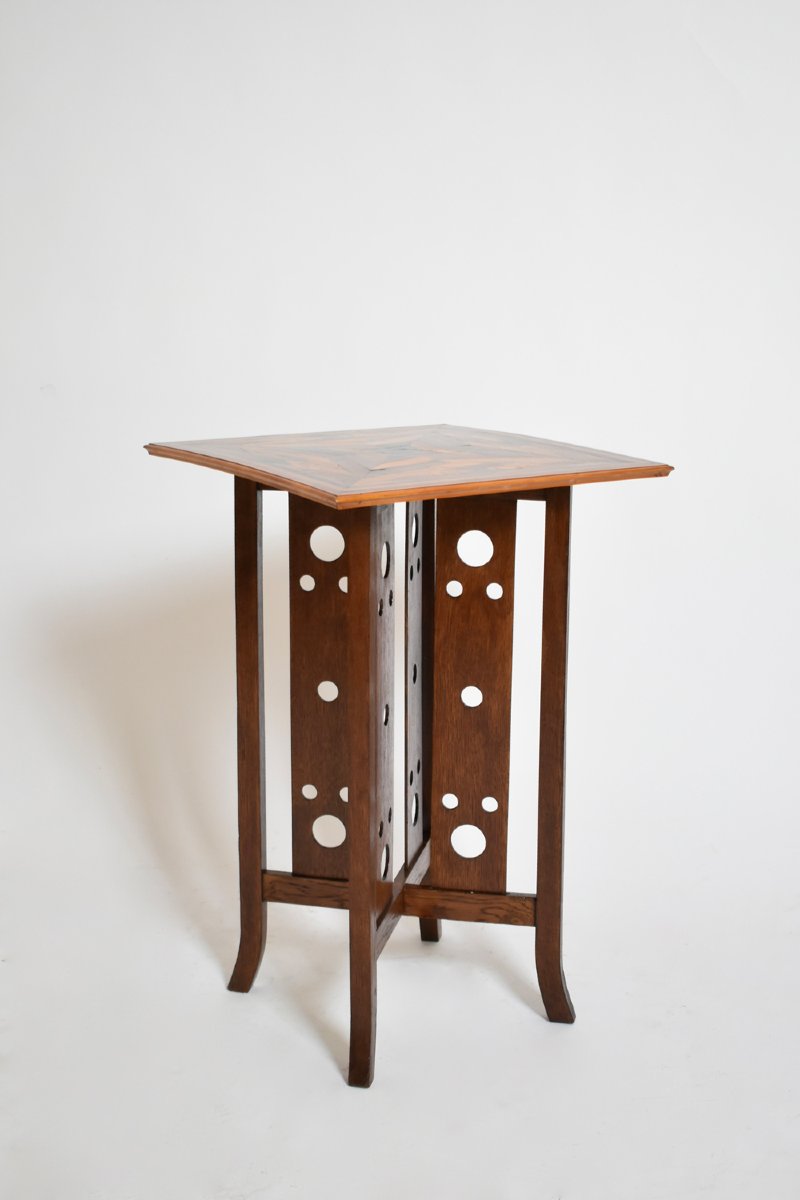 Table d'appoint à marqueterie géométrique de style japonais, années 1920-photo-2