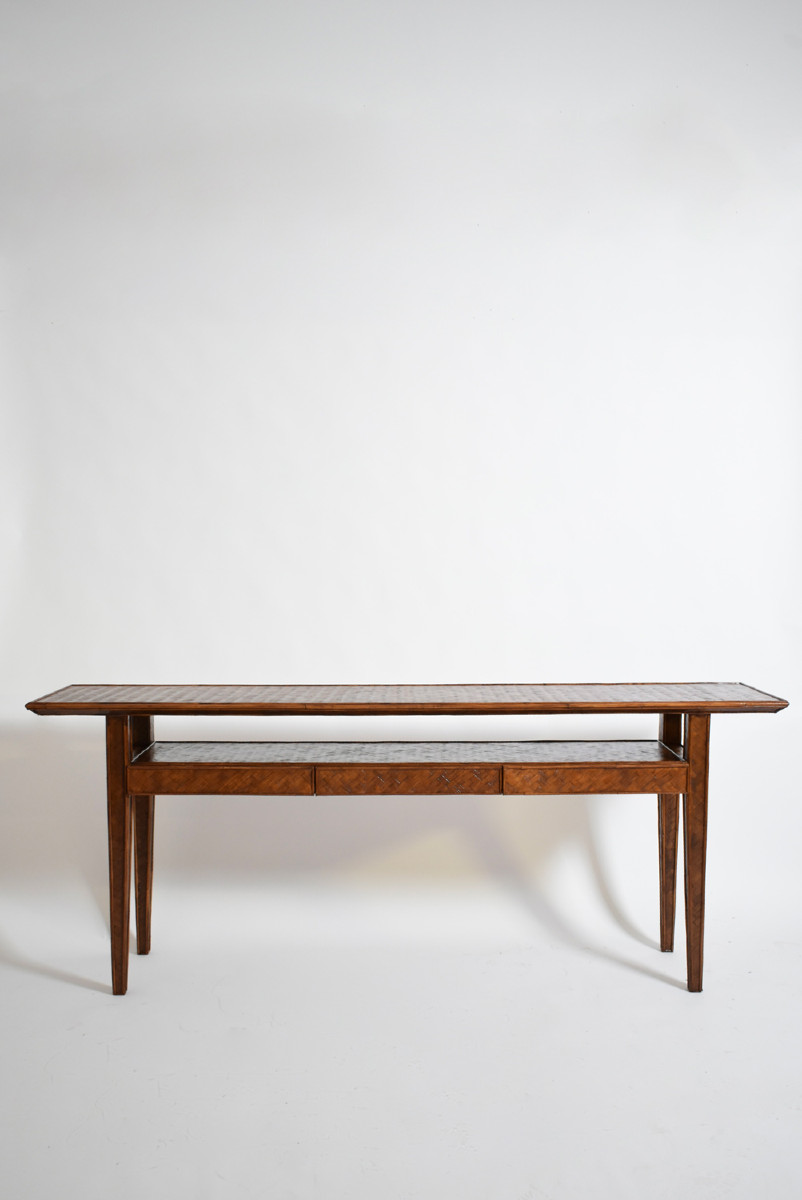   Large Rattan Console, 1980s.