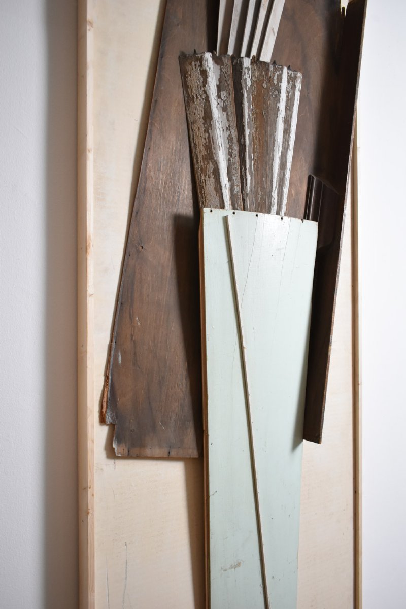 Sculpture-peinture en pièces de bois assemblées, années 1970.-photo-2