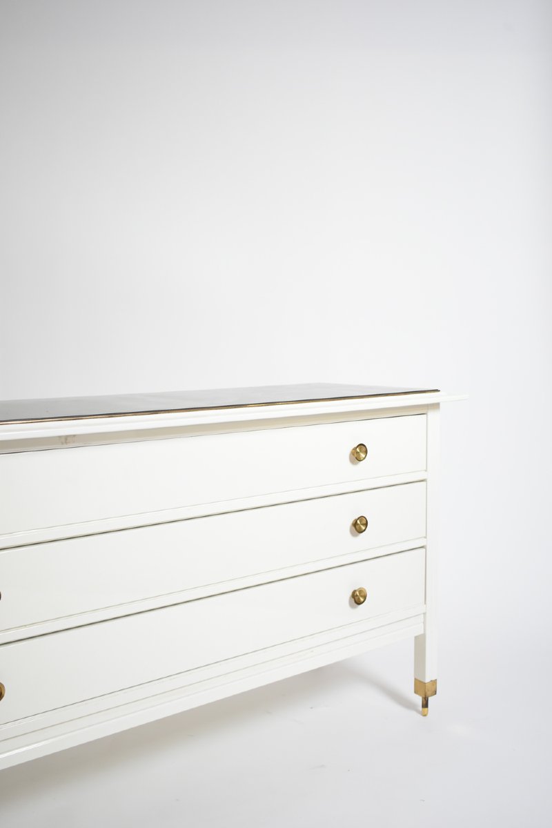 Carlo De Carli White Lacquered Chest Of Drawers, 1960s.-photo-1