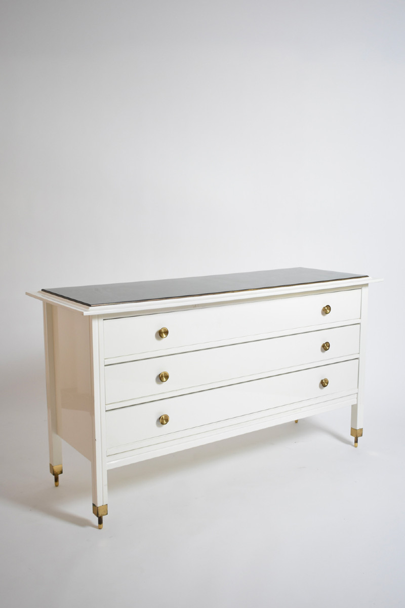 Carlo De Carli White Lacquered Chest Of Drawers, 1960s.