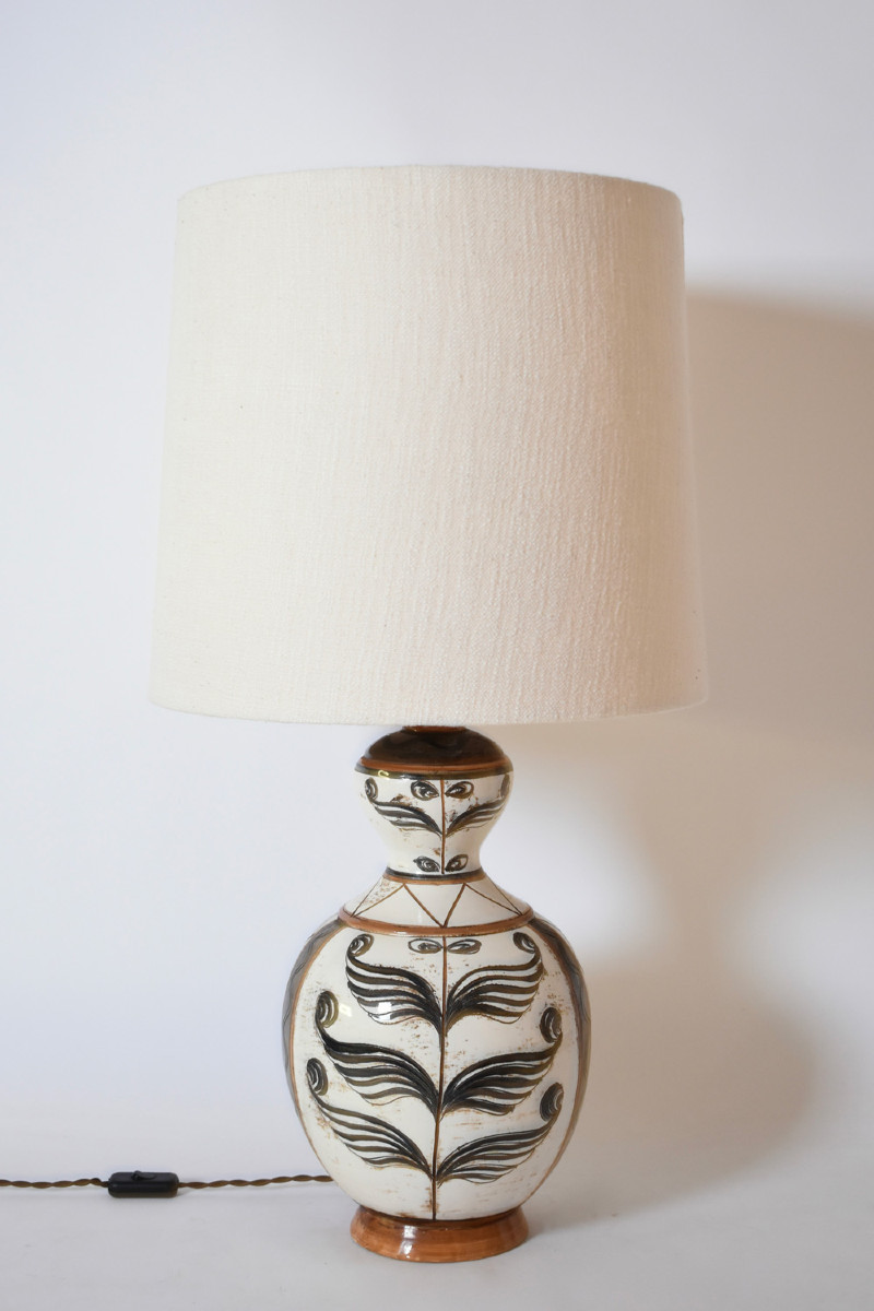 Large Glazed Ceramic Lamp In Baluster Shape, 1950s.