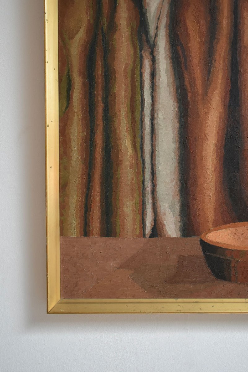 Curtain And Bowl Painting, 1970s.-photo-1