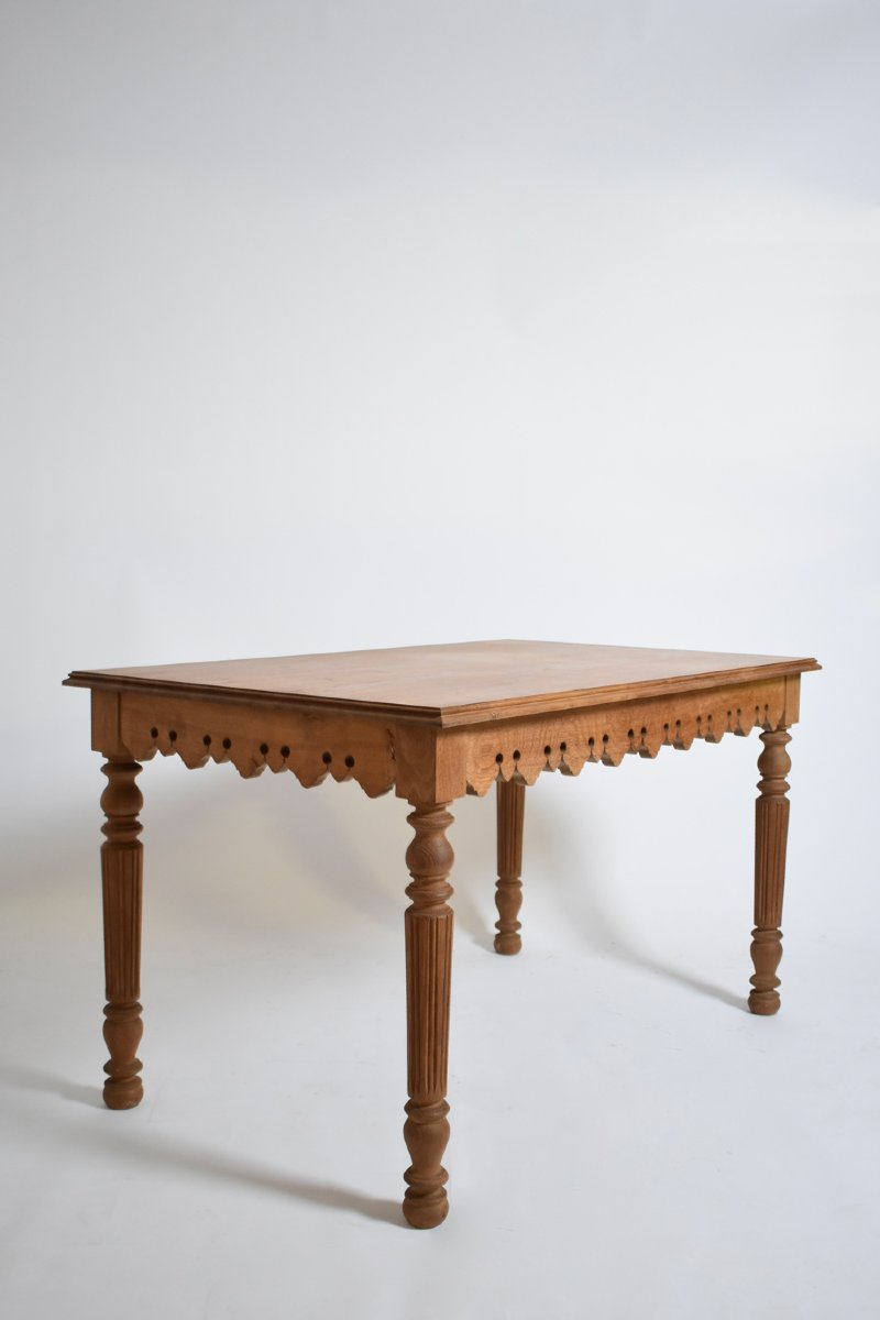 Turned Oak Rustic Console Table, XIXth C.-photo-3