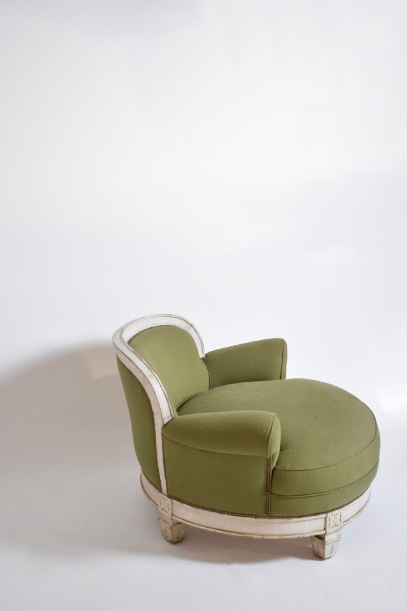 Important fauteuil de style Louis XVI, années 1940.-photo-3