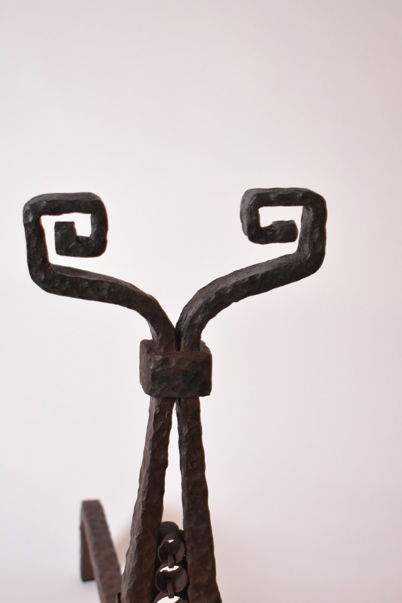 Paire de chenets de style Directoire, XIXᵉ siècle.-photo-2