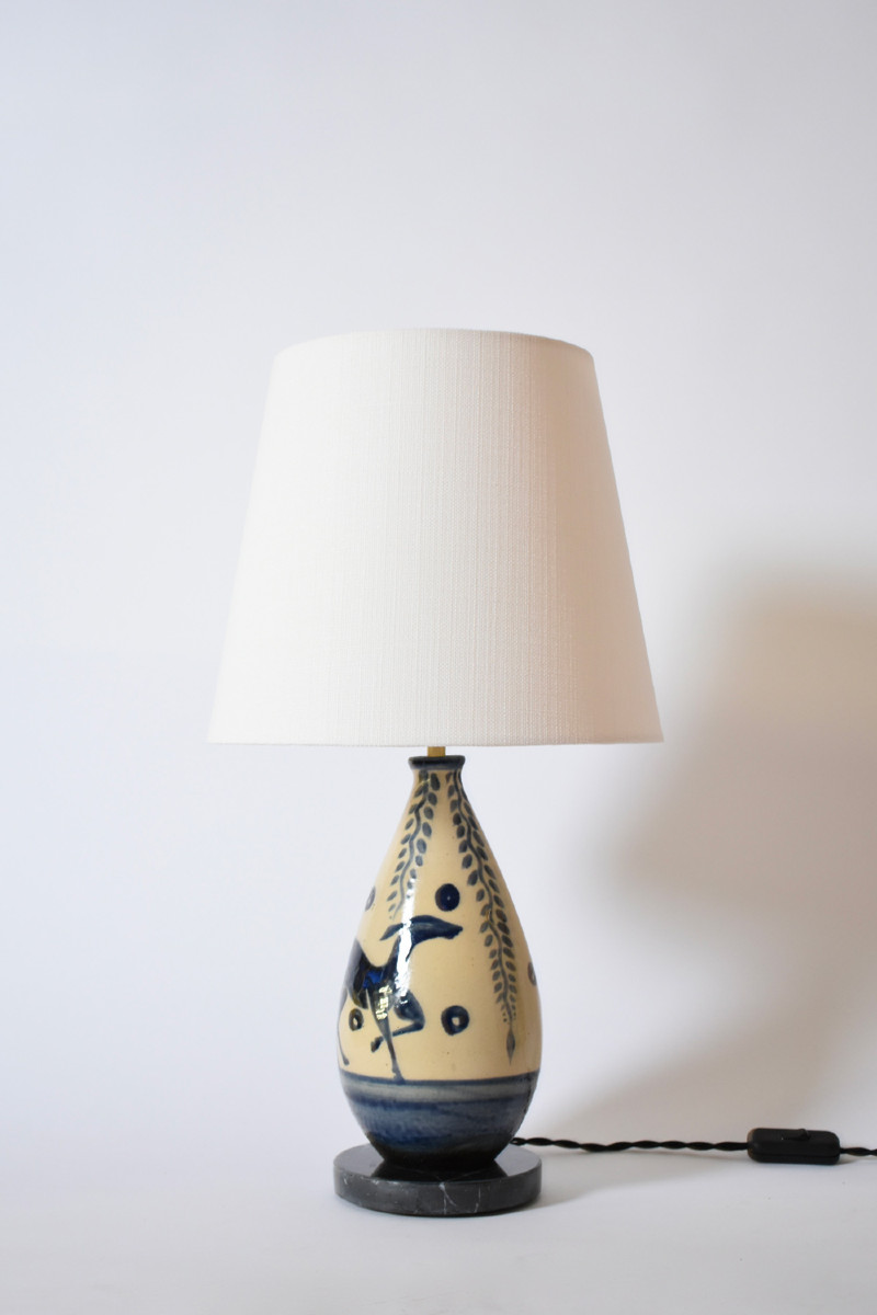 Lampe en céramique Primavera motif biche, années 1930