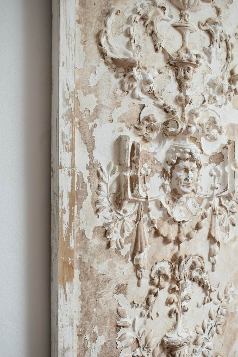 Plaster Stucco Vase And Cherub Low Relief, XIXth C.-photo-1