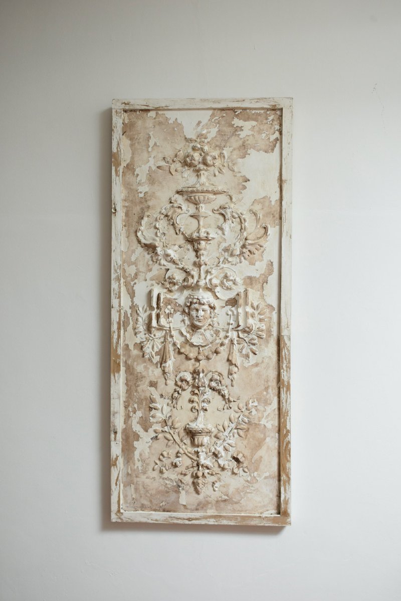 Plaster Stucco Vase And Cherub Low Relief, XIXth C.-photo-4