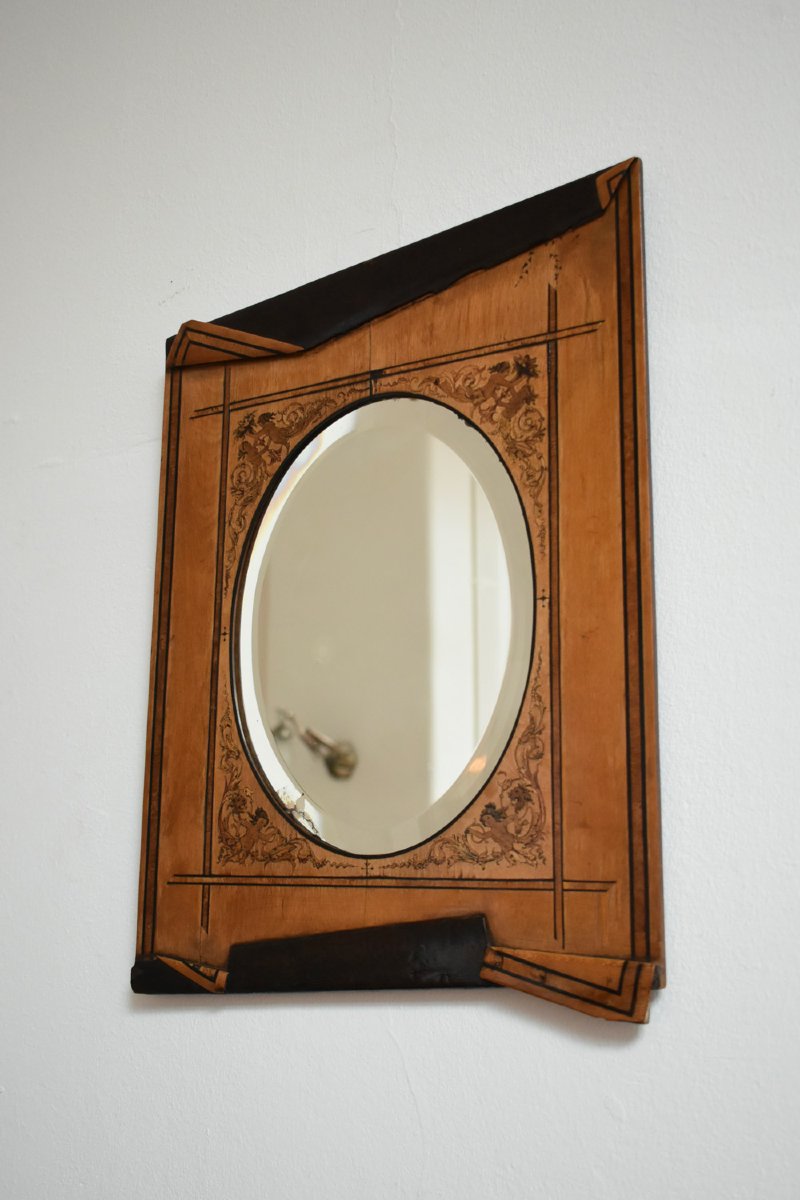 Wooden Edges Simulating Folds Mirror, XIXth C.-photo-3
