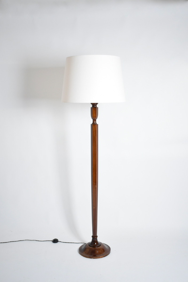 Art Deco Mahogany Floor Lamp, 1940s