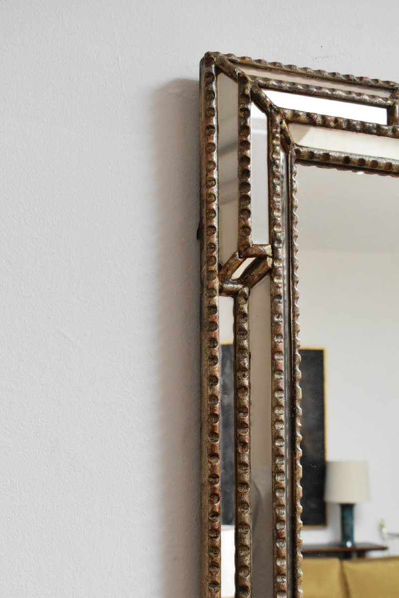 Miroir en bois doré et bois patiné, années 1940.-photo-1