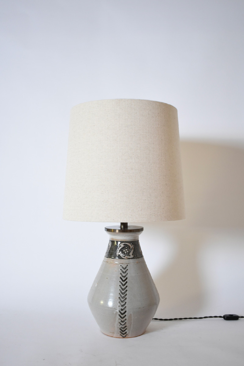 Primavera Grey Beige Ceramic Lamp, 1930s.