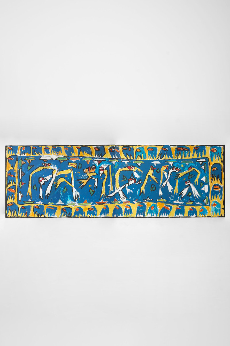 Composition, ensemble de quatre toiles peintes, XXe s.