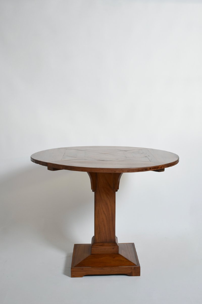 Round Amsterdam School Pedestal Table, 1920s-photo-3