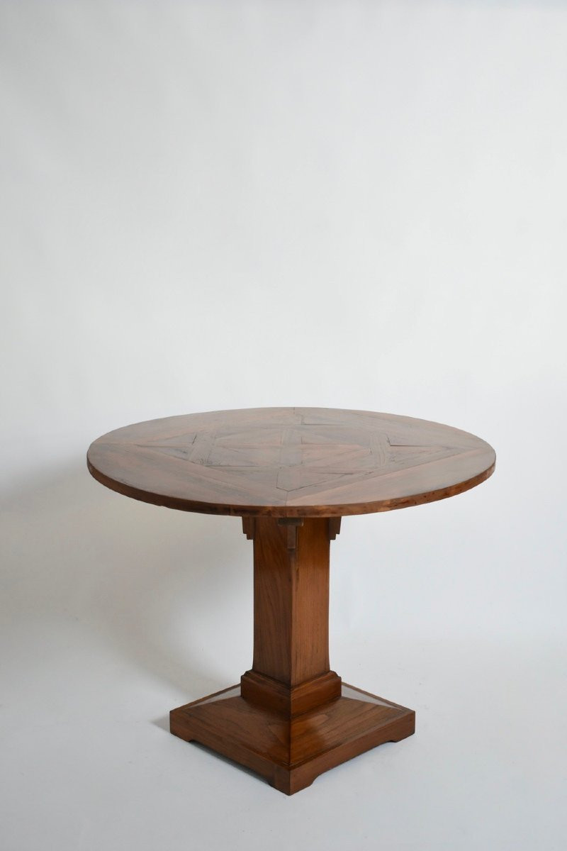 Round Amsterdam School Pedestal Table, 1920s-photo-4
