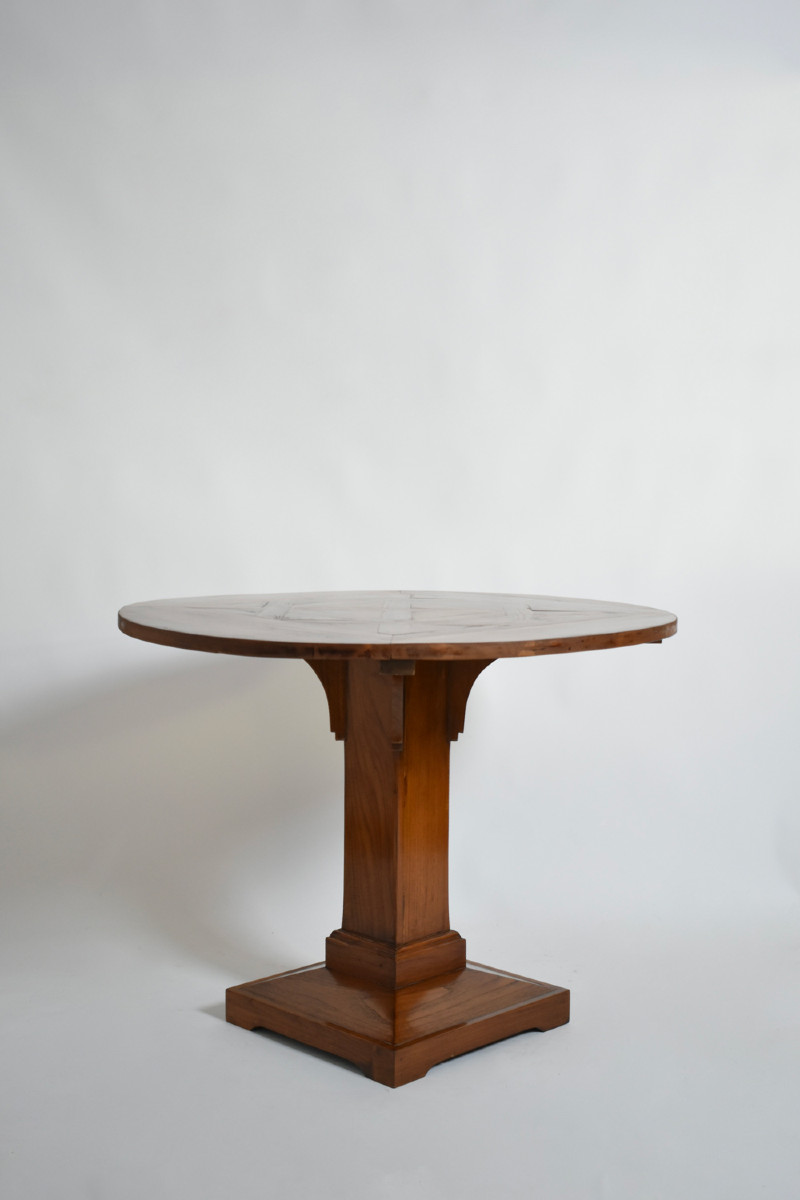 Round Amsterdam School Pedestal Table, 1920s