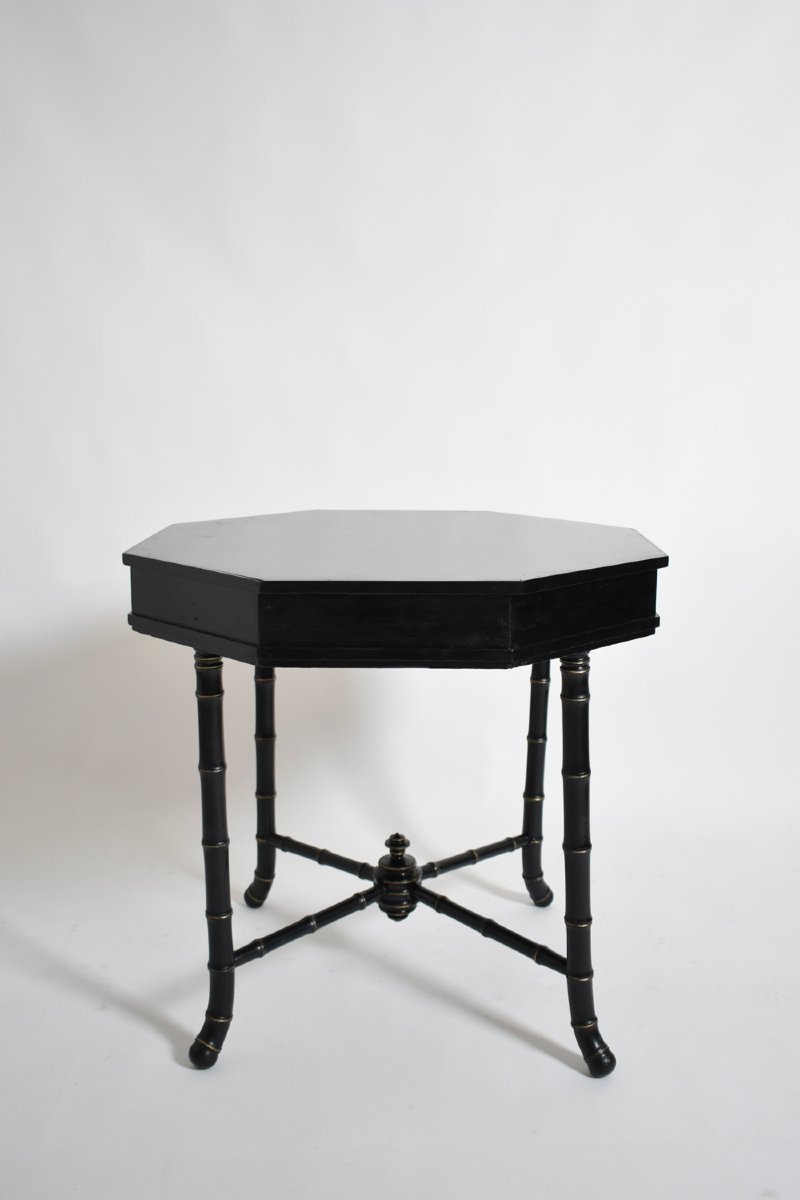Faux Bamboo Octogonal Table, 1910s-photo-4