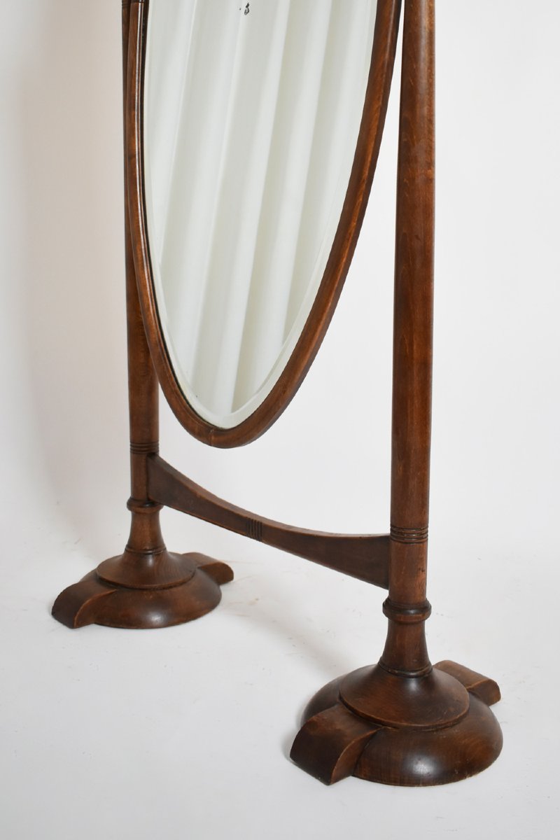 Arts And Crafts Wooden Psyche Mirror, 1900s-photo-1