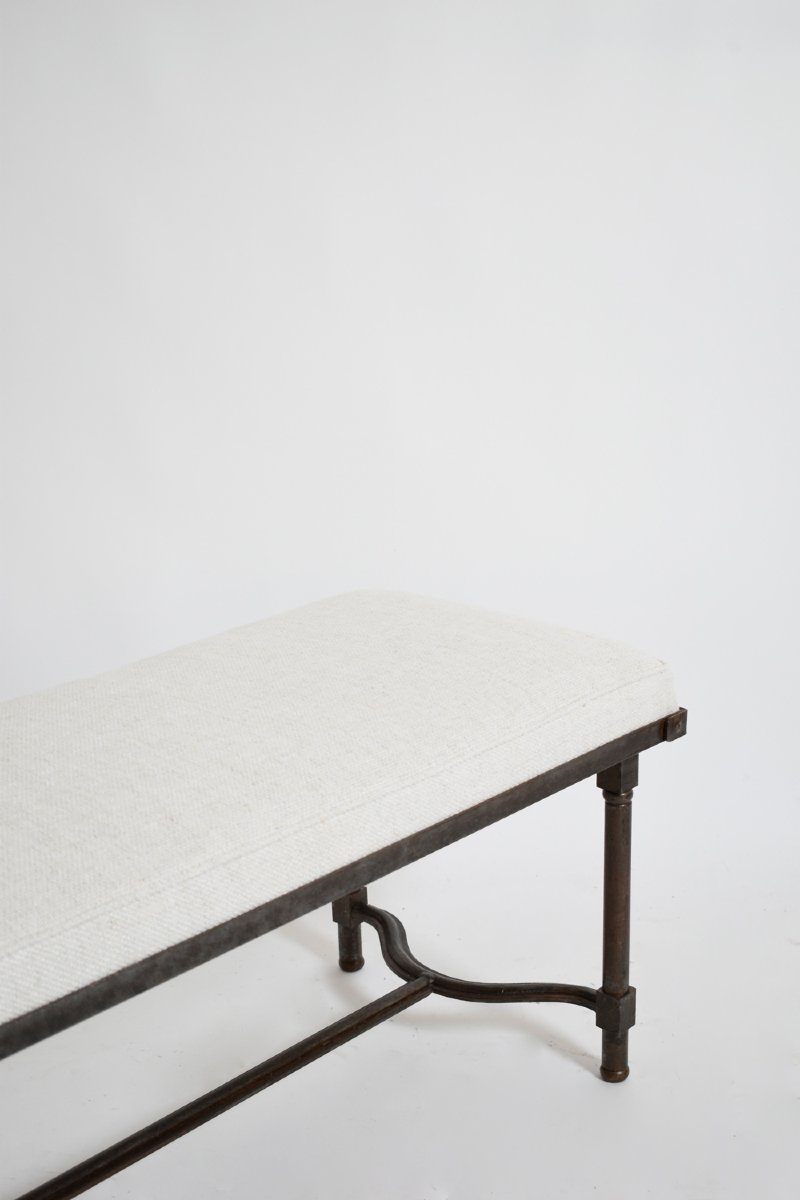 Banc rectangulaire en fer forgé, années 1960.-photo-2