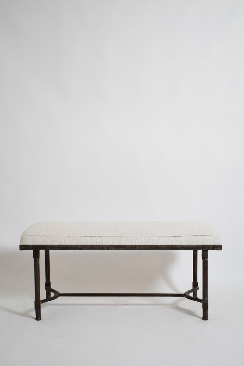 Banc rectangulaire en fer forgé, années 1960.-photo-4