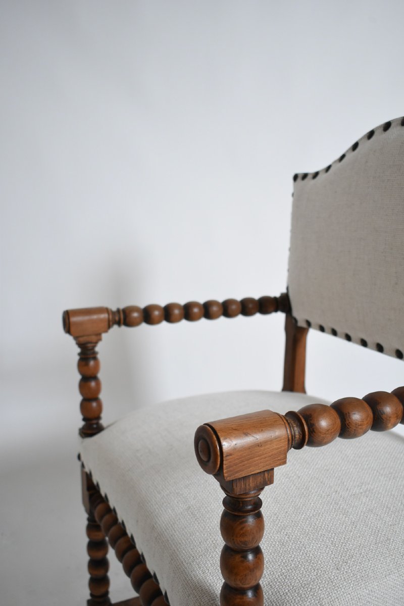 Pair Of Turned Wood Armchairs, XIXth C.-photo-1
