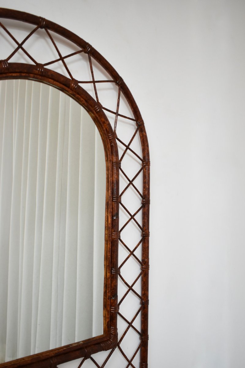 Rattan Arch Mirror, 1970s-photo-1