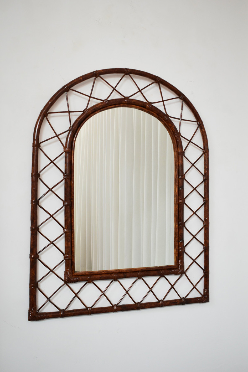 Rattan Arch Mirror, 1970s