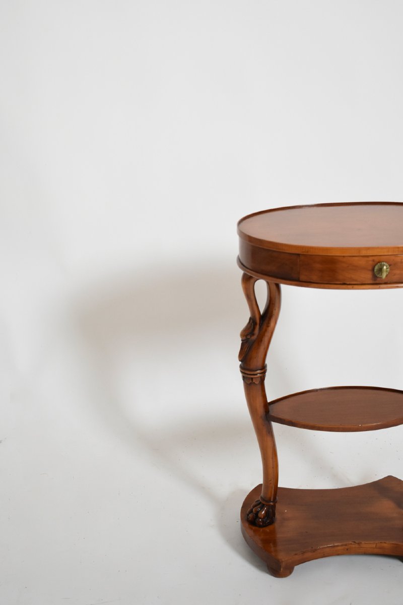 Pair Of Oval Swan Side Tables, 1900s.-photo-1