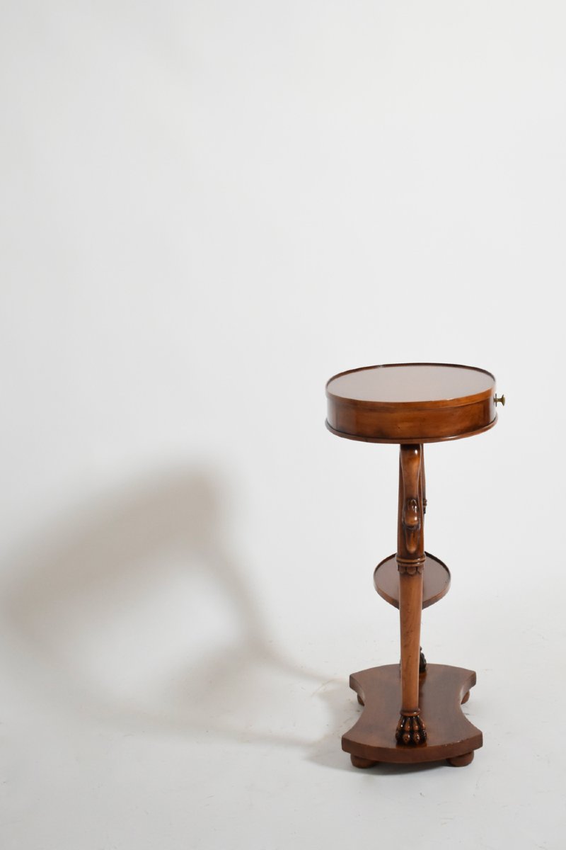 Pair Of Oval Swan Side Tables, 1900s.-photo-2