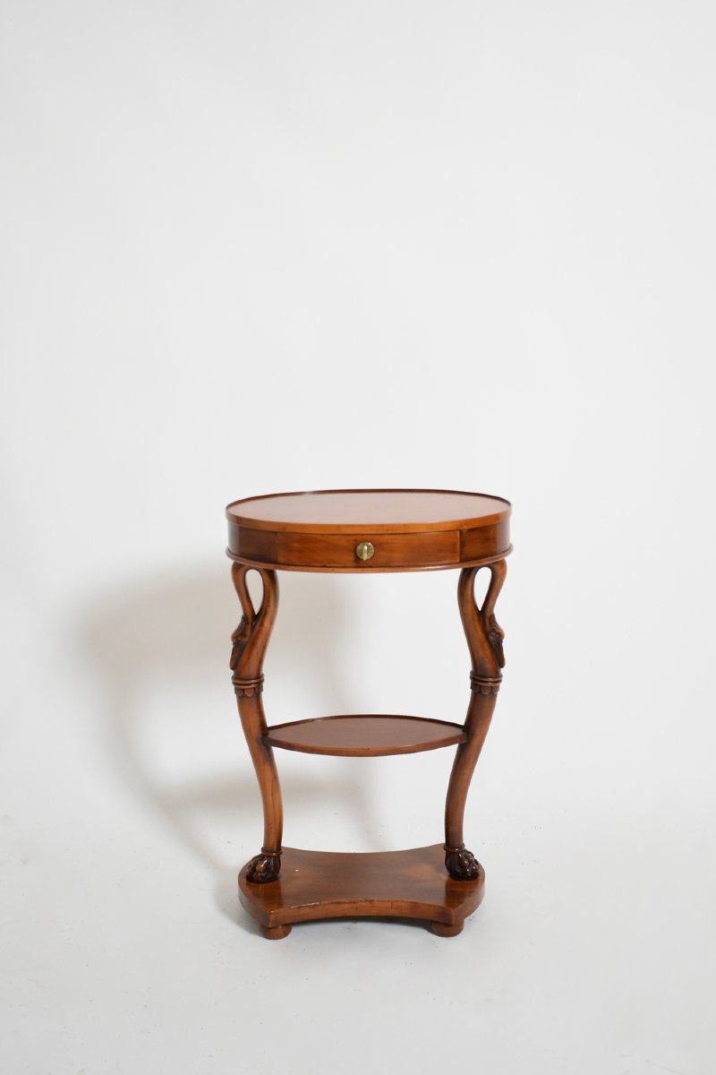 Pair Of Oval Swan Side Tables, 1900s.-photo-4