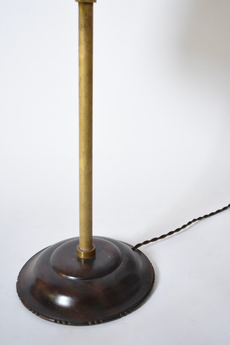 Viennese Secession Lamp In Brass And Wood, 1910s.-photo-1