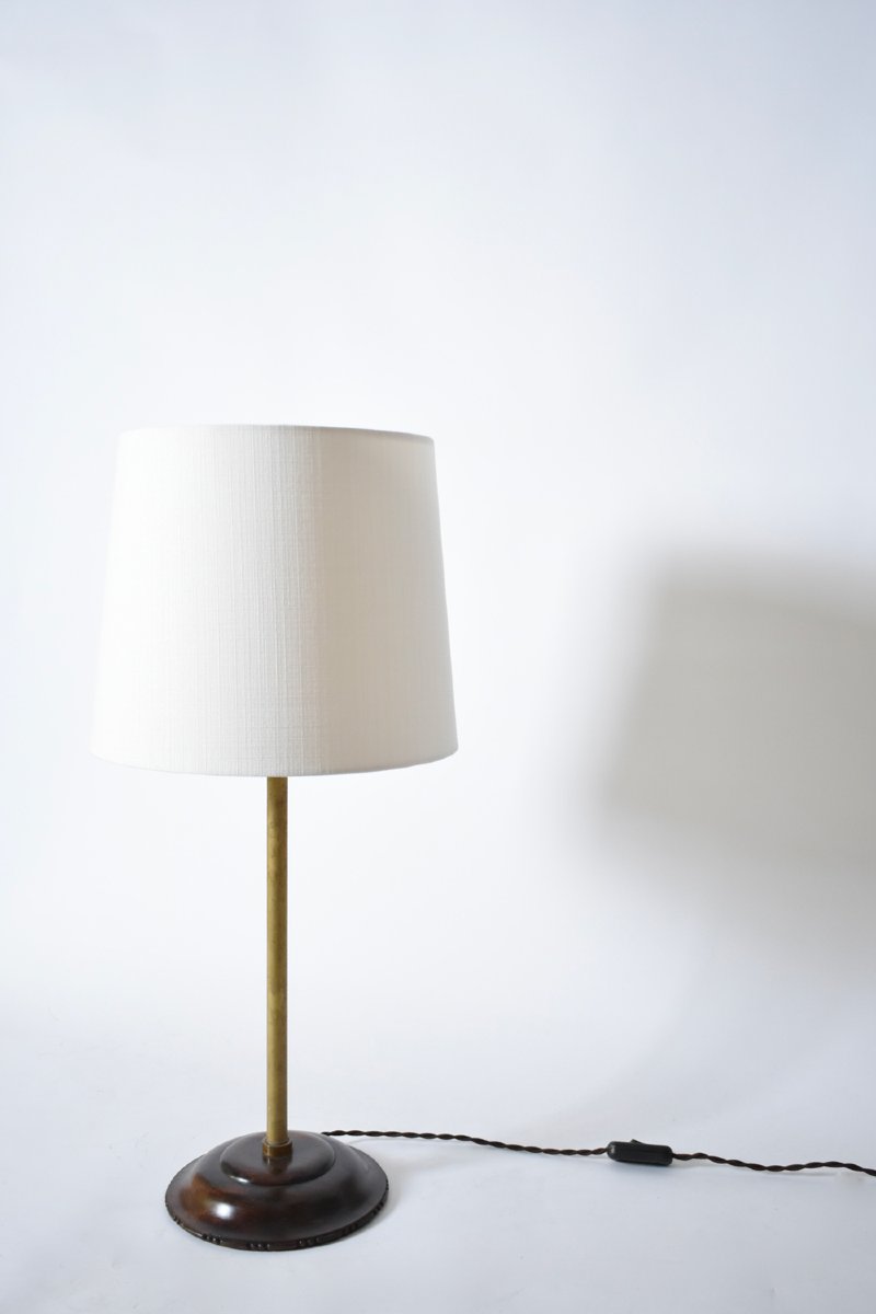 Viennese Secession Lamp In Brass And Wood, 1910s.-photo-3
