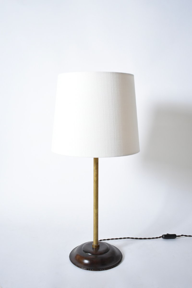 Viennese Secession Lamp In Brass And Wood, 1910s.-photo-4