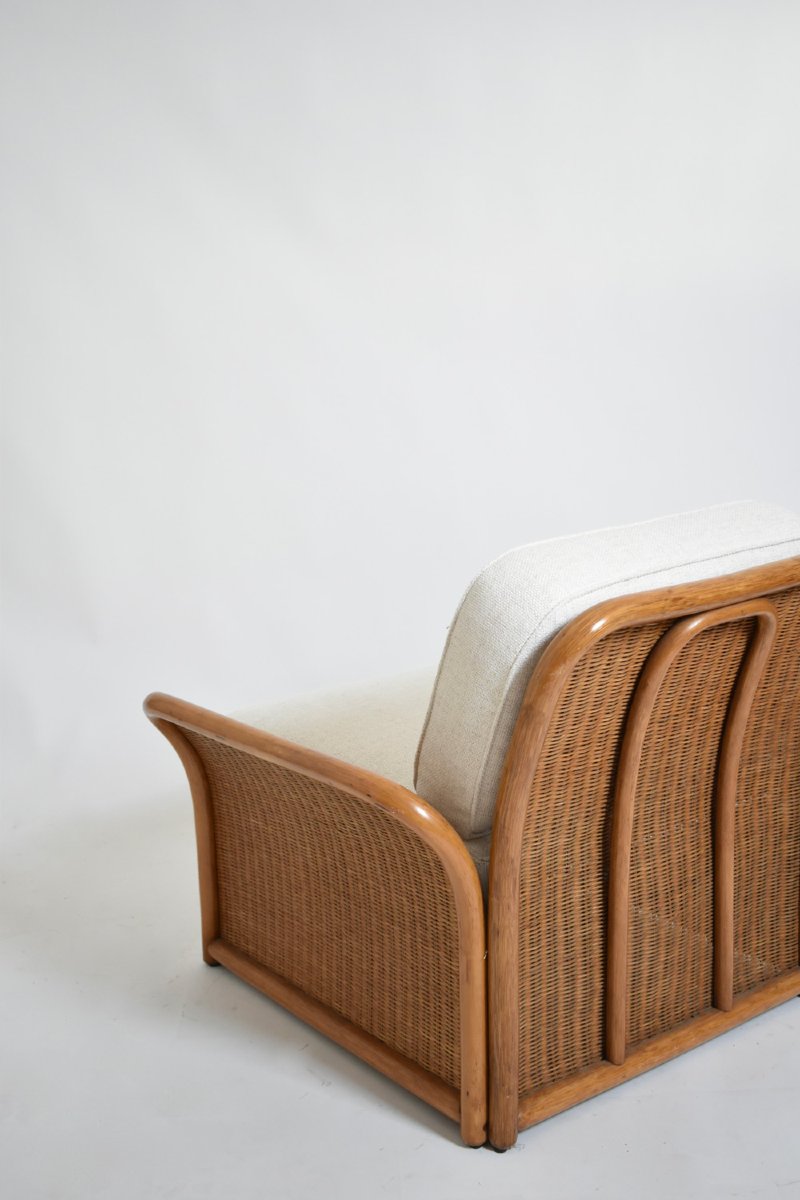 Paire de fauteuils en osier, années 1970.-photo-1