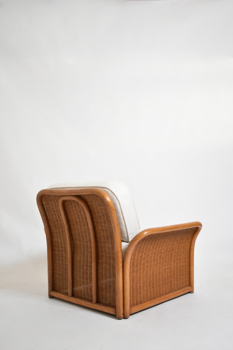 Paire de fauteuils en osier, années 1970.-photo-2