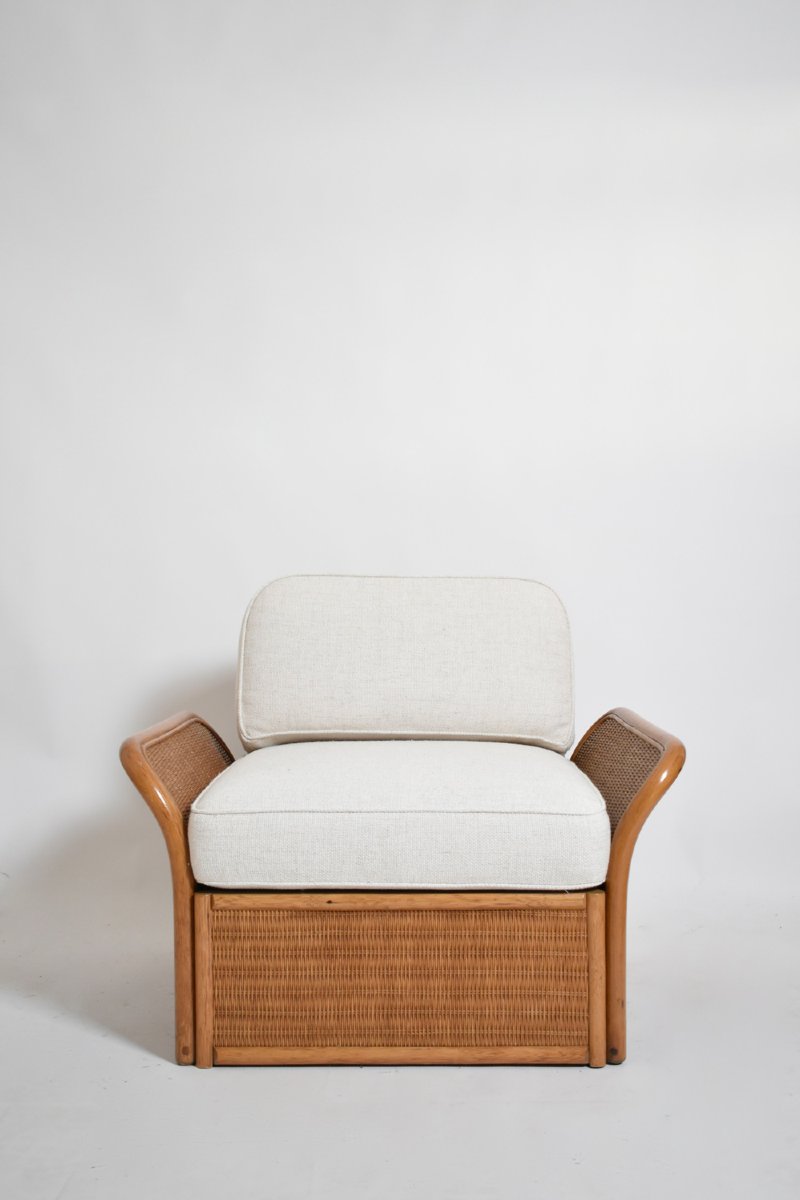 Paire de fauteuils en osier, années 1970.-photo-3