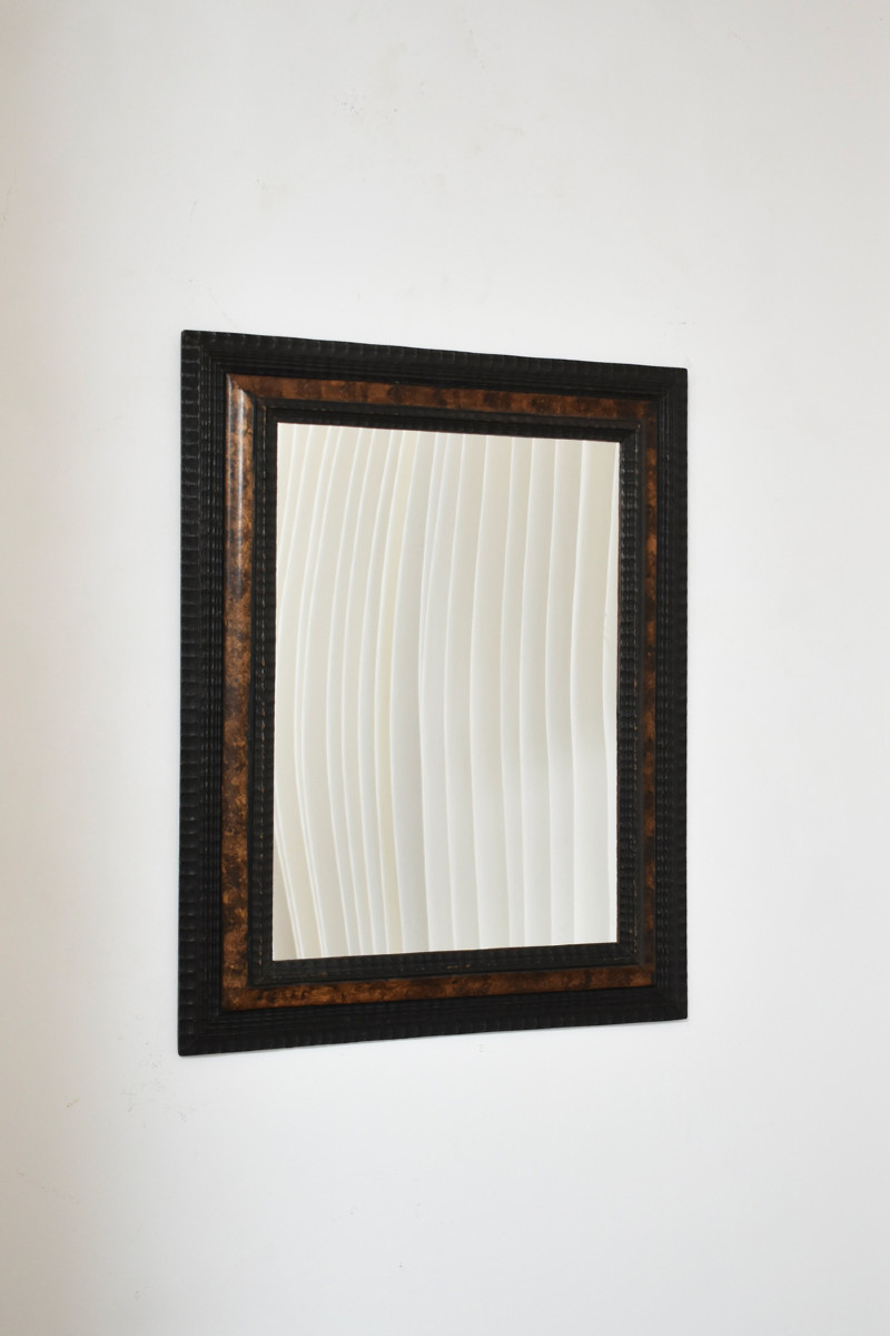 Carved Wood Mirror With Tortoiseshell Effect, 19th C.
