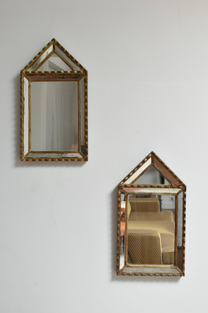 Paire de miroirs sur pied de Pierre Dariel dit Dolt, années 1940.