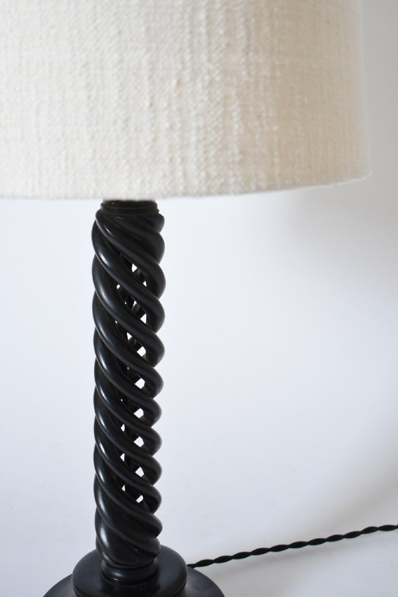 Lampe en bois tourné ébonisé, années 1960-photo-2