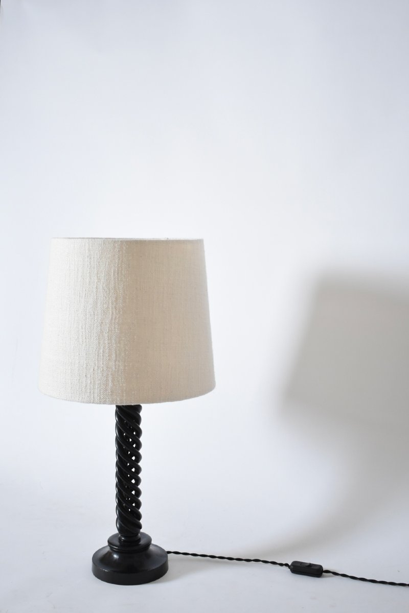 Lampe en bois tourné ébonisé, années 1960-photo-3