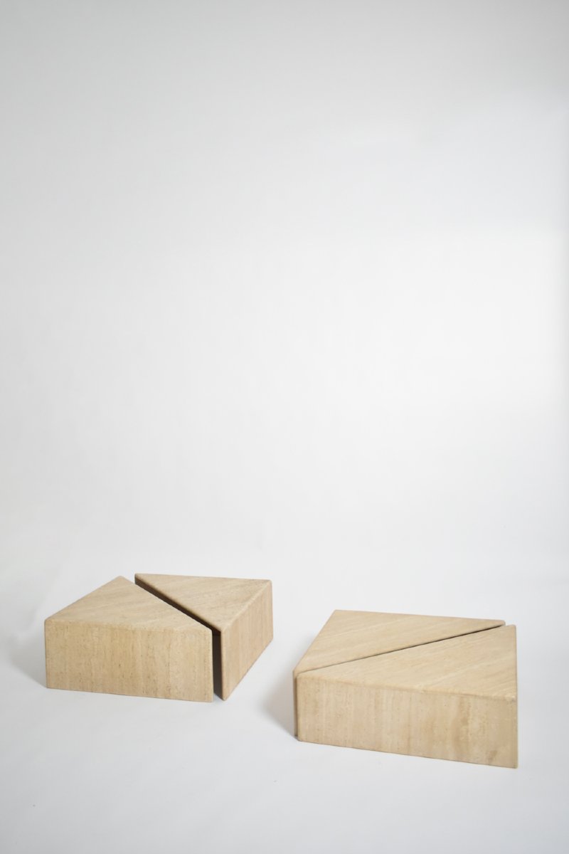 Table basse modulaire en travertin, années 1970.-photo-4