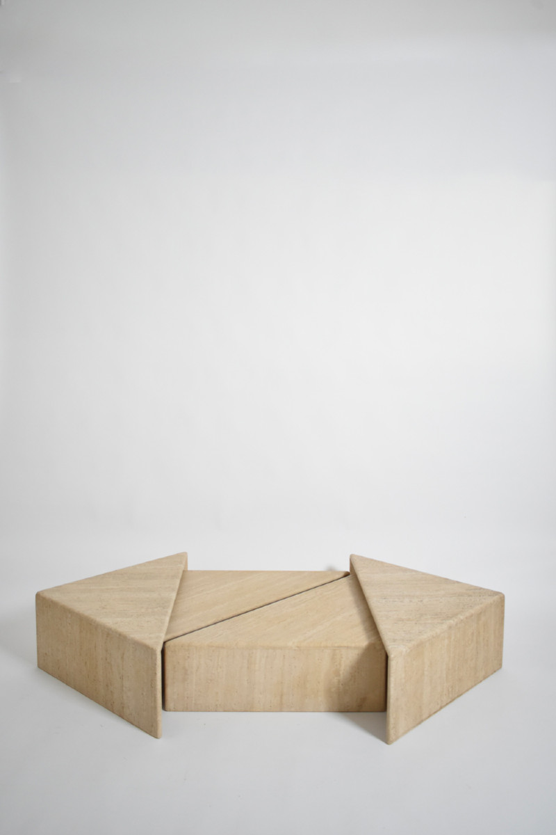 Table basse modulaire en travertin, années 1970.