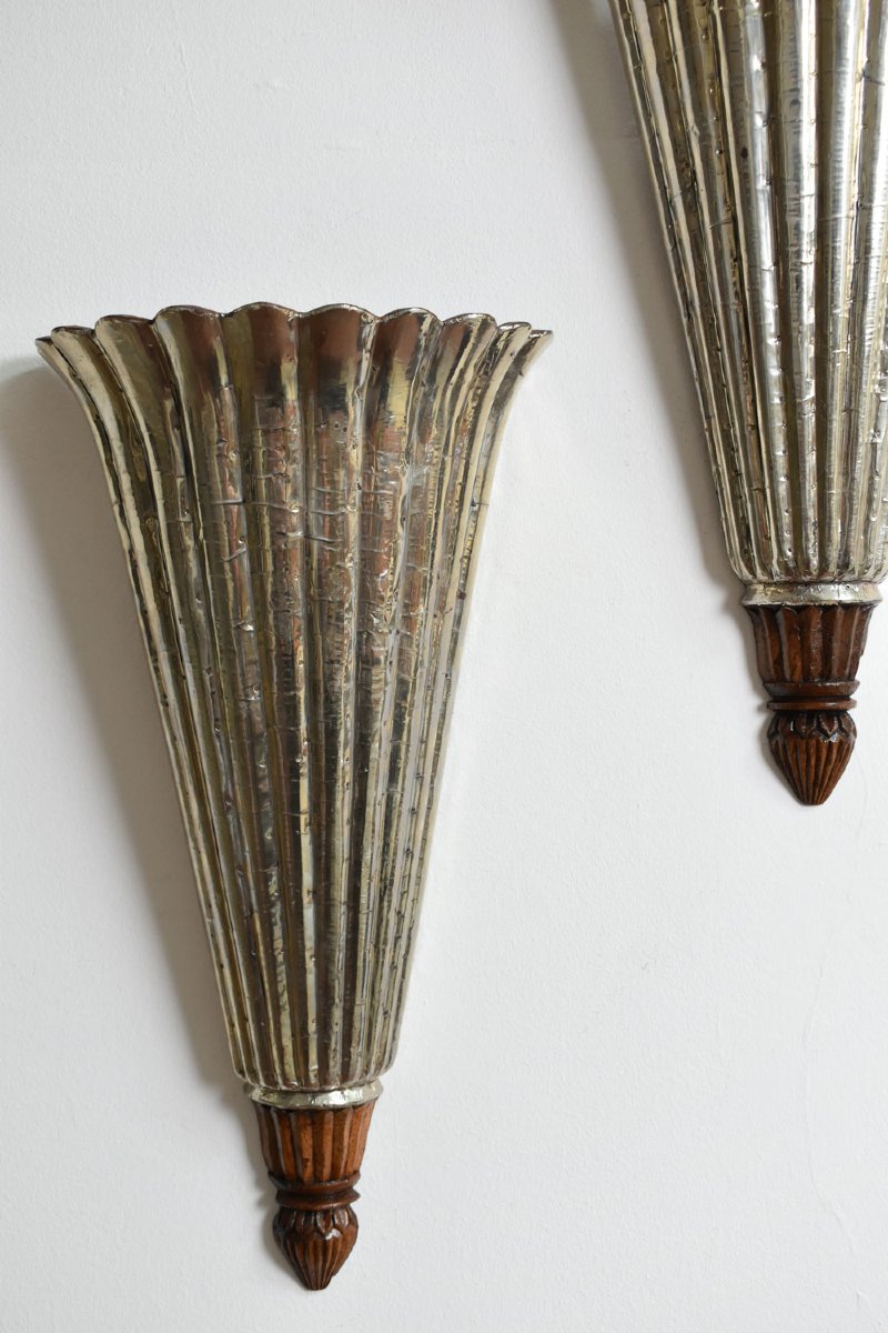 Pair Of Horn-shaped Wall Lamps, 1920s.-photo-3
