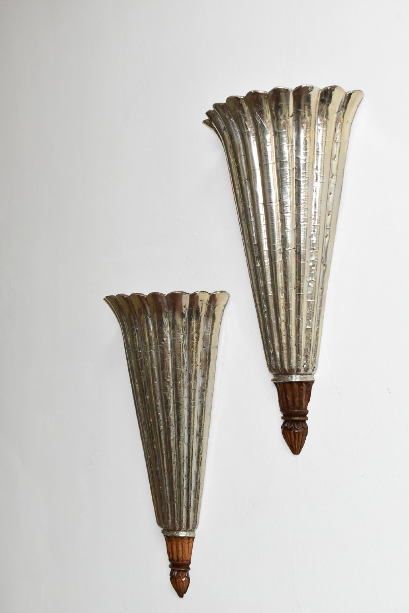 Pair Of Horn-shaped Wall Lamps, 1920s.-photo-4